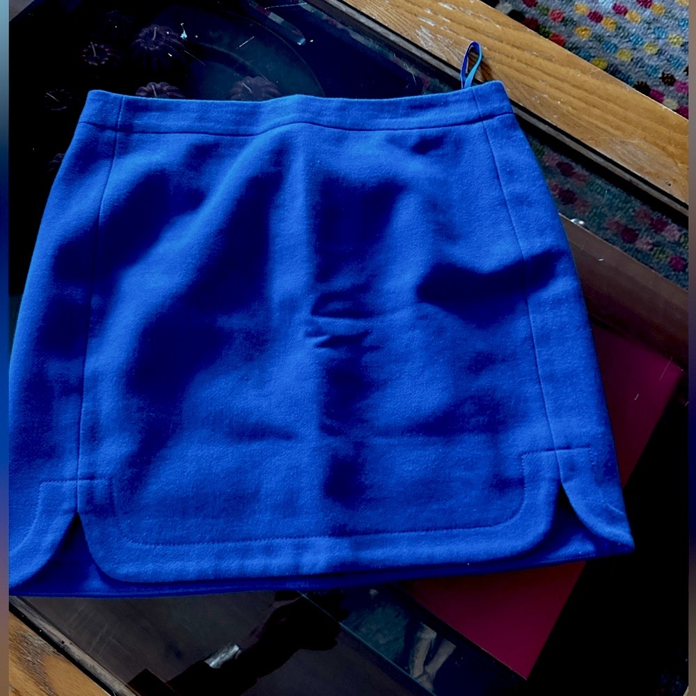 J Crew Vibrant Blue Wool Blend Mini Skirt sz 4